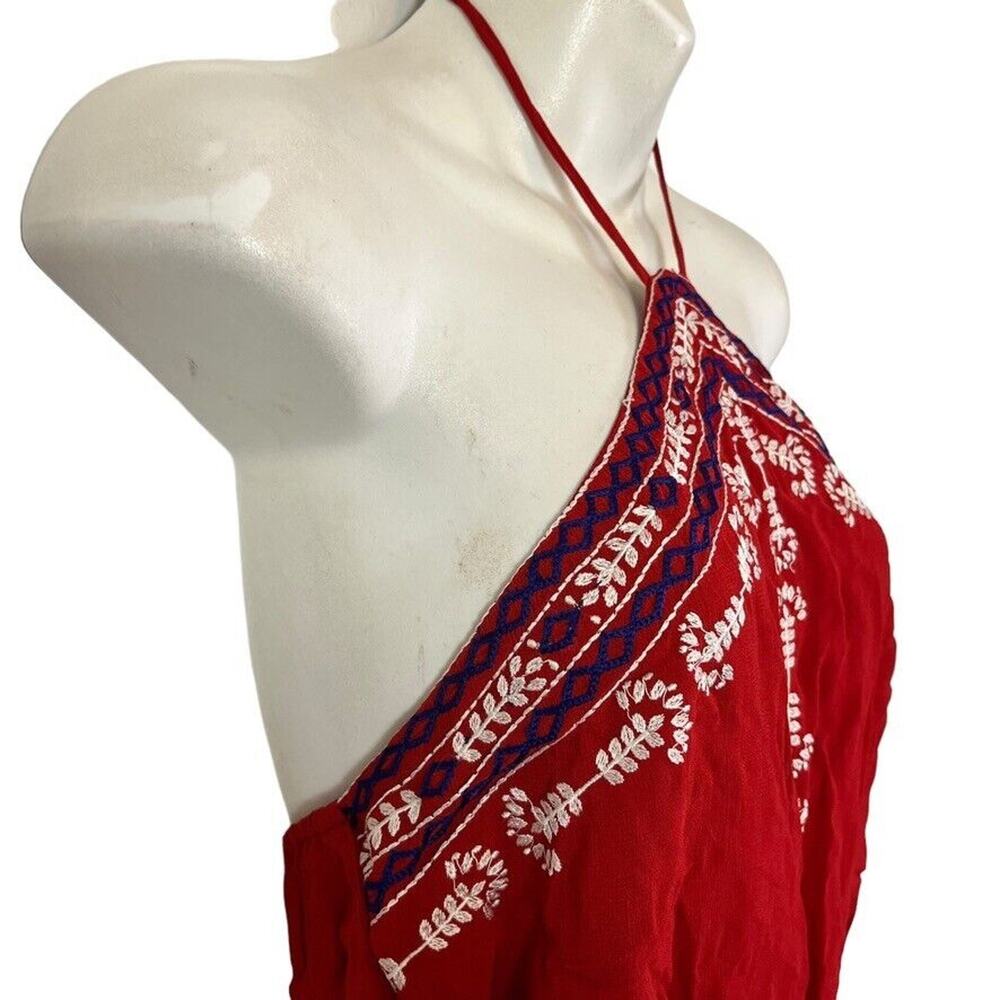 Top Shop Topshop Womens Red White Blue Embroidered Romper Shorts Halter NWT sz 2 - Picture 3 of 15